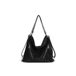 Light Velvet Casual And Multi-purpose Large Capacity Tote Backpack - Black