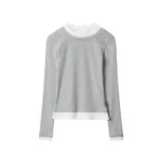 American Style Contrast Colour Matching Round Neck Long Sleeve - Flower Grey