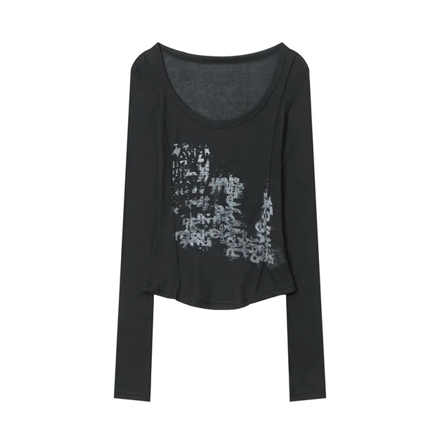 U Collar Sweet Cool Style Short Long Sleeve Black - Shop at LoveMi