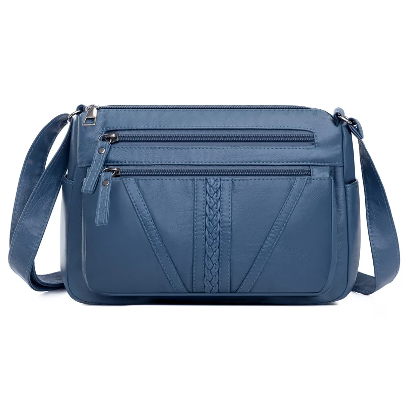 Soft Leather Textured Crossbody Bag Blue - Shop at LoveMi