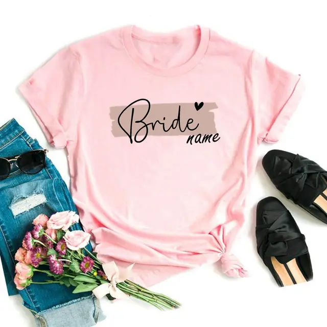 Women's Printed Short sleeved T shirt For Pre wedding Bachelor Party 1 Pink - Shop at LoveMi