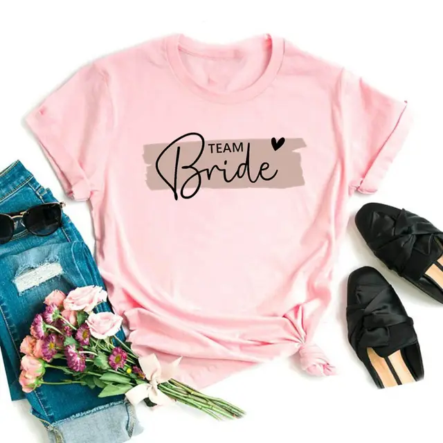 Women's Printed Short sleeved T shirt For Pre wedding Bachelor Party 4 Pink - Shop at LoveMi