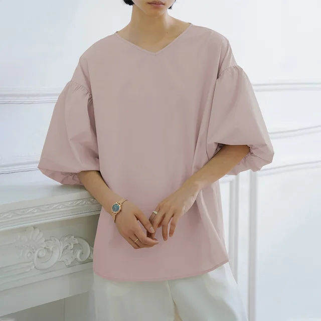 Summer Loose Large Women's Shirt Pink Vneck - Shop at LoveMi