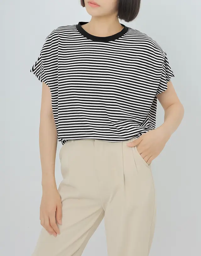 Summer Stripes T shirt Women's Cotton Loose Black And White Stripes - Shop at LoveMi