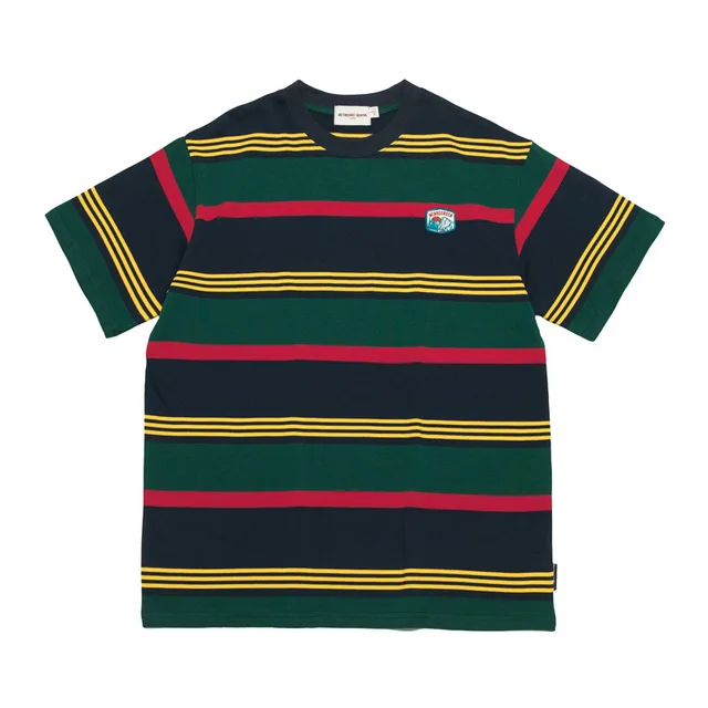Striped Short sleeved T shirt Loose Couple Outfit Green - Shop at LoveMi