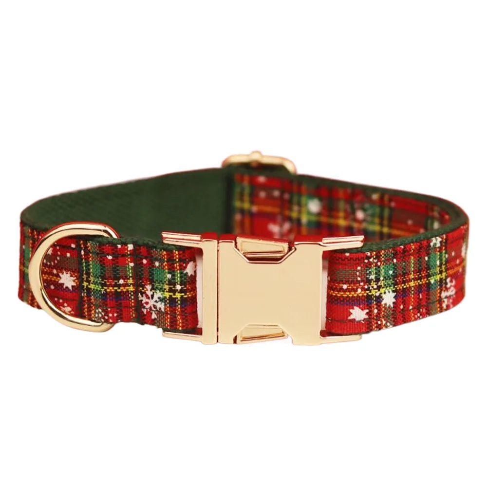 Green Background Snowflake Christmas Pet Collar - Dog Collar