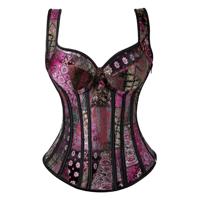 Women's Fashion Personality Retro Jacquard Corset Purple - Shop at LoveMi