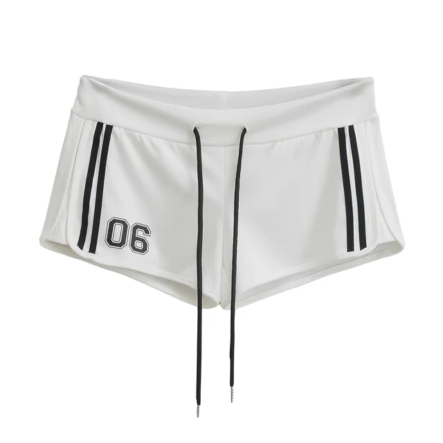 Sport Waistcoat For Women Top Drawstring Low Waisted Shorts White Shorts 24152 - Shop at LoveMi