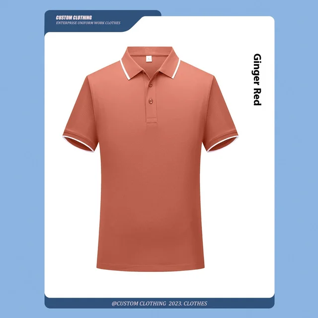 Simple Casual Stand Up Collar Quick Drying Short Sleeved Shirt Ginger Red - Shop at LoveMi