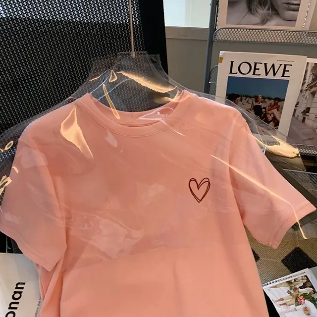 Love Short sleeved T shirt Design Sense Niche Pink - Shop at LoveMi