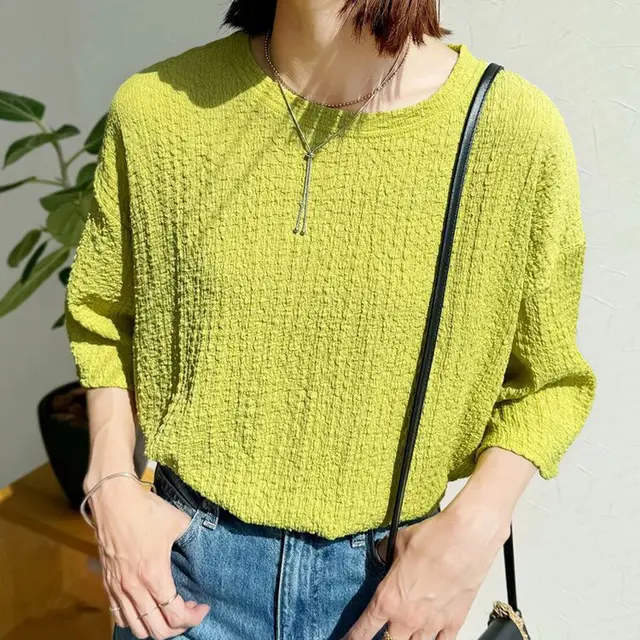 Japanese Women's T shirt High grade Loose Yellow Green - Shop at LoveMi