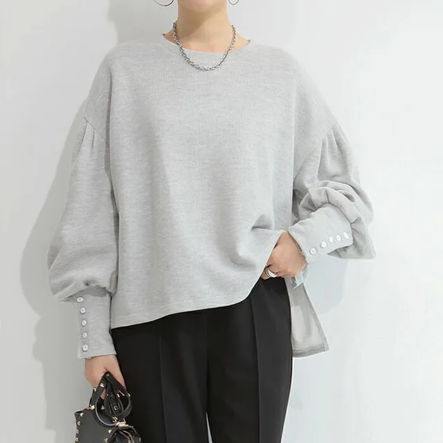Autumn Winter Sweater Women's Solid Color Loose And Comfortable Light Gray - Shop at LoveMi
