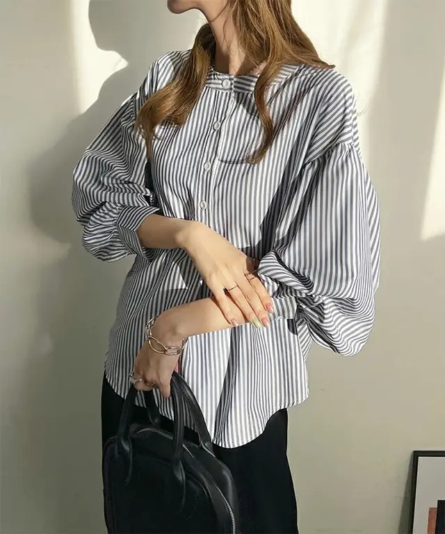 Women's Shirt Summer Loose High Sense Black Stripes - Shop at LoveMi