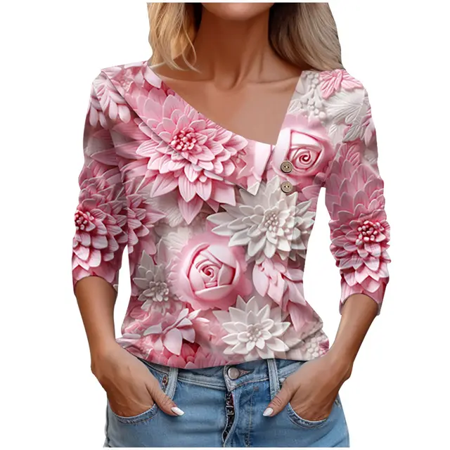 Cactus Large Flower Printed Shirt Cr2 - Shop at LoveMi