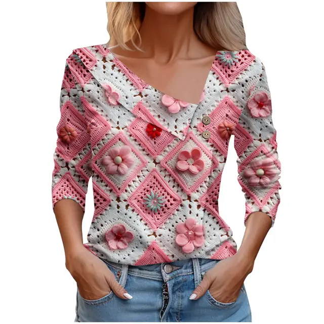 Cactus Large Flower Printed Shirt Cr5 - Shop at LoveMi