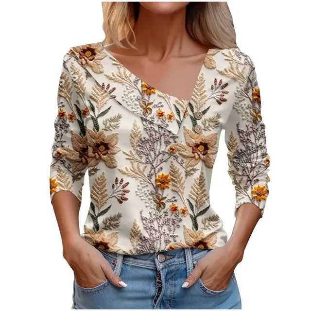 Long Sleeve Color Printed Shirt Cr12 - Shop at LoveMi