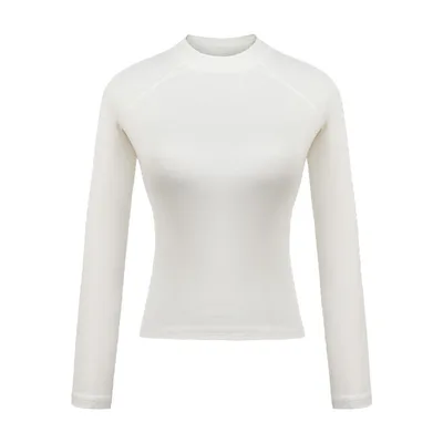 Hot Girl Top Long Sleeve Round Neck Raglan Sleeves T shirt For Women White - Shop at LoveMi