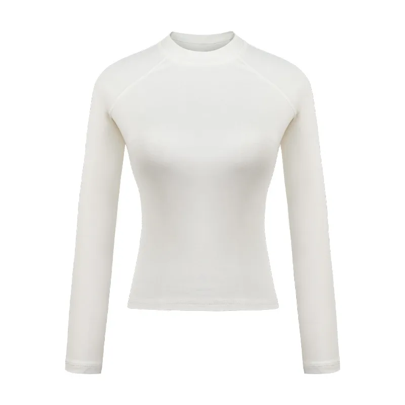 Top Long Sleeve Round Neck Raglan Sleeves T shirt For Women White - Shop at LoveMi