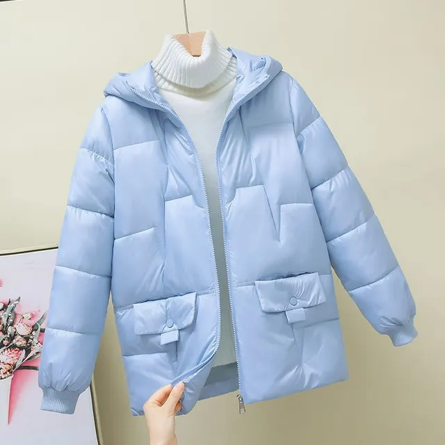 Women's Winter Loose Fashion Short Cotton Coat 1017Light Blue - Shop at LoveMi