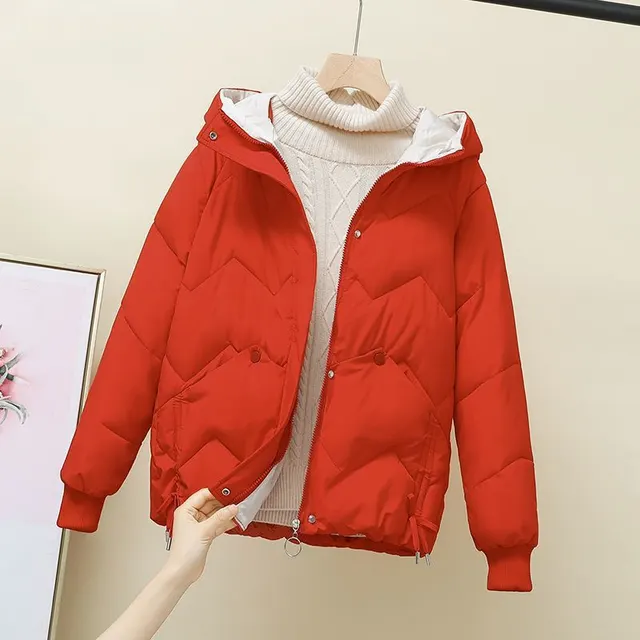 Women's Winter Loose Fashion Short Cotton Coat Red - Shop at LoveMi