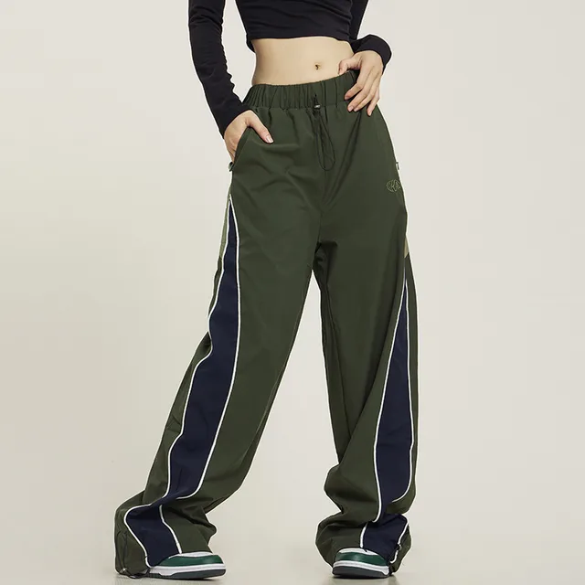 Floor Pants With A Sense Of Drape Men's And Women's Retro Patchwork Sports Pants Army Green - Shop at LoveMi