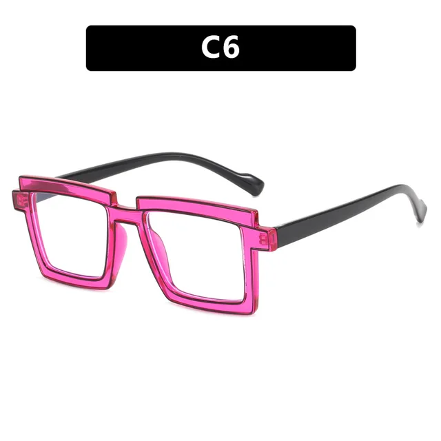 Quadratic Plain Ins Square Anti Blue Ray TR90 Glasses Fluorescent Purple Black - Shop at LoveMi