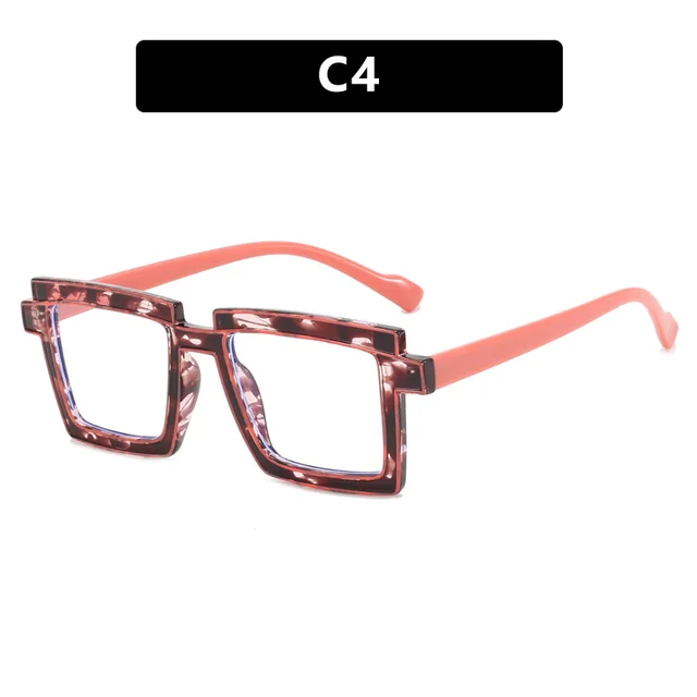 Quadratic Plain Ins Square Anti Blue Ray TR90 Glasses Transparent Pink Dot Flower - Shop at LoveMi