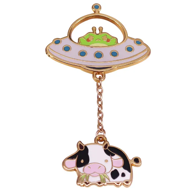 Alien Frog Spaceship Creative Enamel Pin Gold - Shop at LoveMi