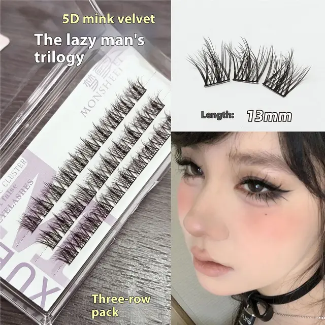 Self False Eyelashes 5d With Adhesive Nonglue 3 Rows 5D Mink - Shop at LoveMi