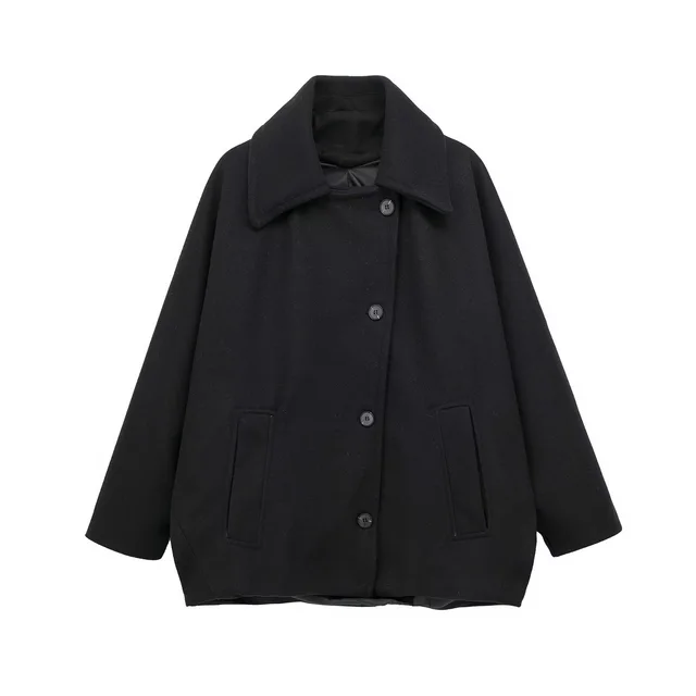 Autumn New Wool Blended Short Coat Black - Shop at LoveMi