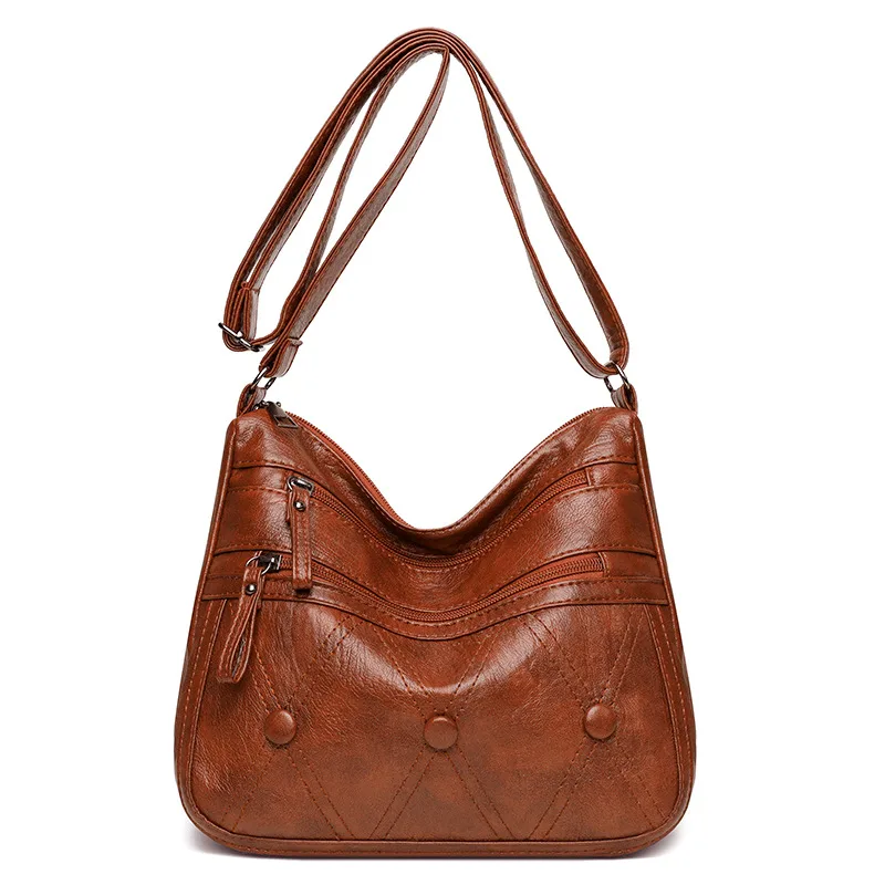 Simple Women's Large-capacity Shoulder Messenger Bag - Brown