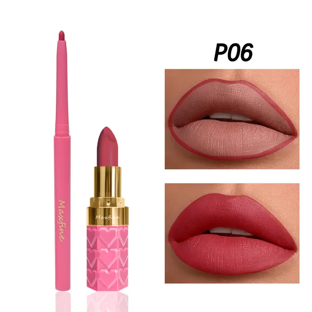 Lipstick Lip Liner Suit Nonstick Cup Does Not Fade P06 Combination - Shop at LoveMi