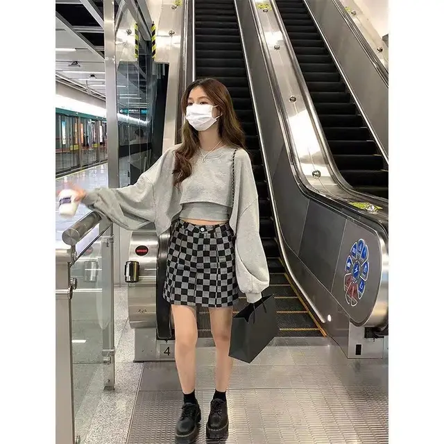 Women's All match Long Sleeve Fashion Sweater Suit Gray - Shop at LoveMi