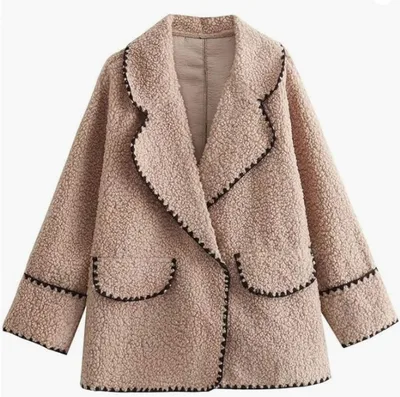 Plush Faux Fur Wool Jacket Brown - Shop at LoveMi