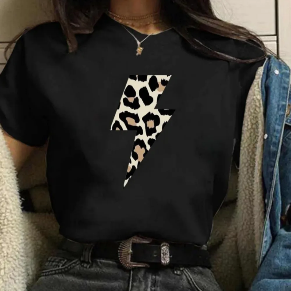 Simple Fashion Print T-shirt Women - Wzy3907 Black