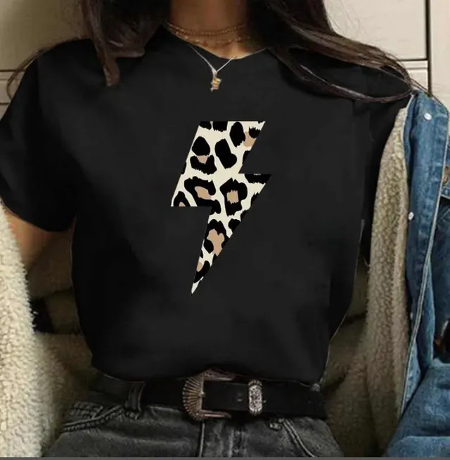 Simple Fashion Print T shirt Women Wzy3907 Black - Shop at LoveMi