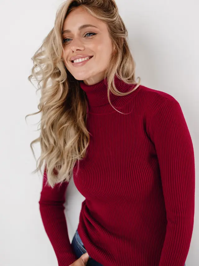 Turtleneck Sweaters Bottoming Shirt European And American Wine Red - Shop at LoveMi