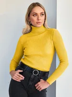 Turtleneck Sweaters Bottoming Shirt European And American - Yellow