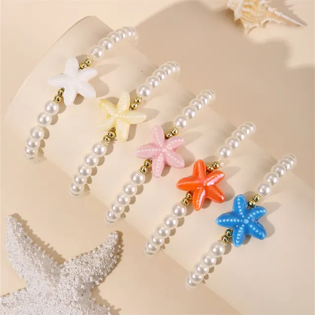 Pearl Bracelet Starfish Ocean Style Alloy Bracelet Bz2101Taozhuang - Shop at LoveMi