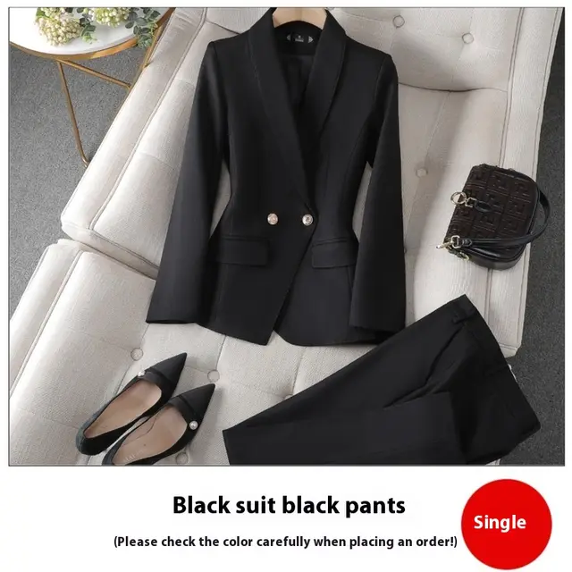 Wine Red High end Formal Wear Elegant Business Suit Two piece Set Black Suit Pants - Shop at LoveMi
