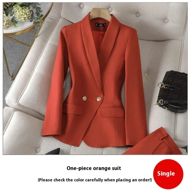 Wine Red High end Formal Wear Elegant Business Suit Two piece Set Orange Suit - Shop at LoveMi