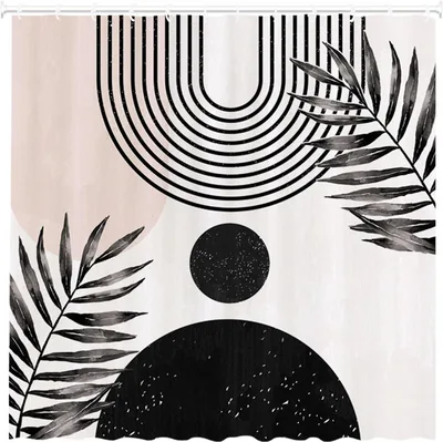 Geometric Simple Tassel Waterproof Mildew proof Shower Curtain Arch Sun Black - Shop at LoveMi