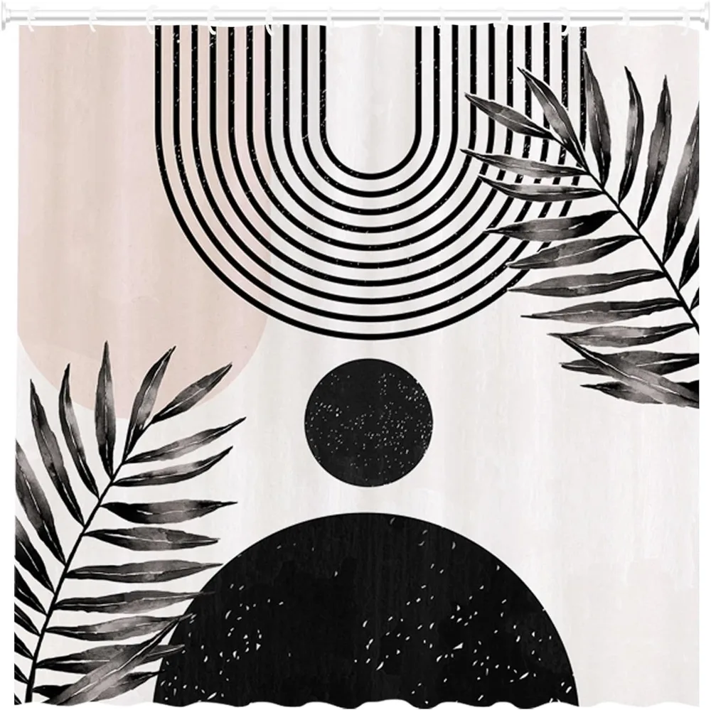 Geometric Simple Tassel Waterproof Mildew proof Shower Curtain Arch Sun Black - Shop at LoveMi