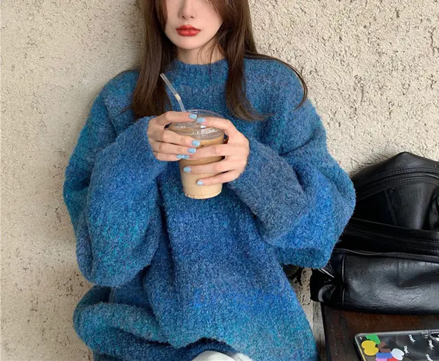 Soft Glutinous Rainbow Sweater For Women Blue - Shop at LoveMi