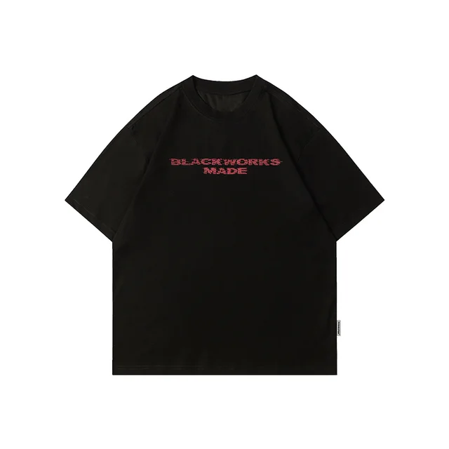 Summer Simplicity Letter Printed Round Neck Short Sleeve Black - Shop at LoveMi