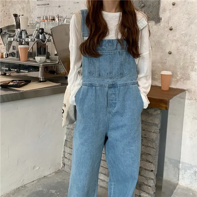 Fashion Denim Suspender Pants For Women Light Blue - Shop at LoveMi