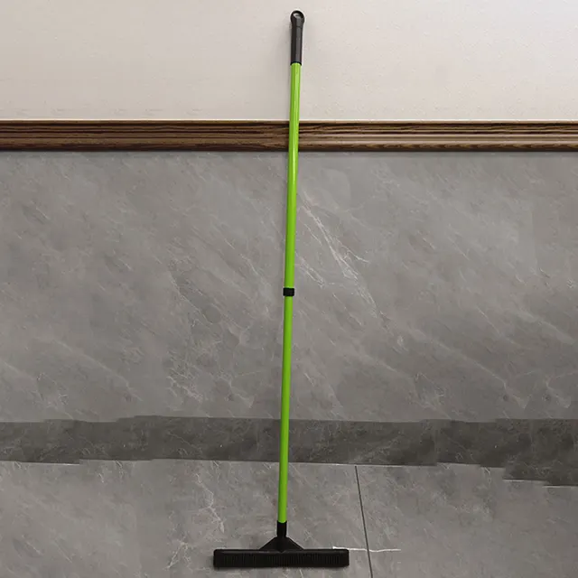 Double-section Retractable Rubber Pet Cleaning Hair Removal Broom - Grass Green
