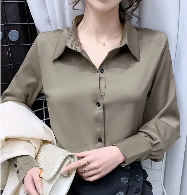 Lightweight Luxury High end Shirt 35 M Silk Khaki - Shop at LoveMi