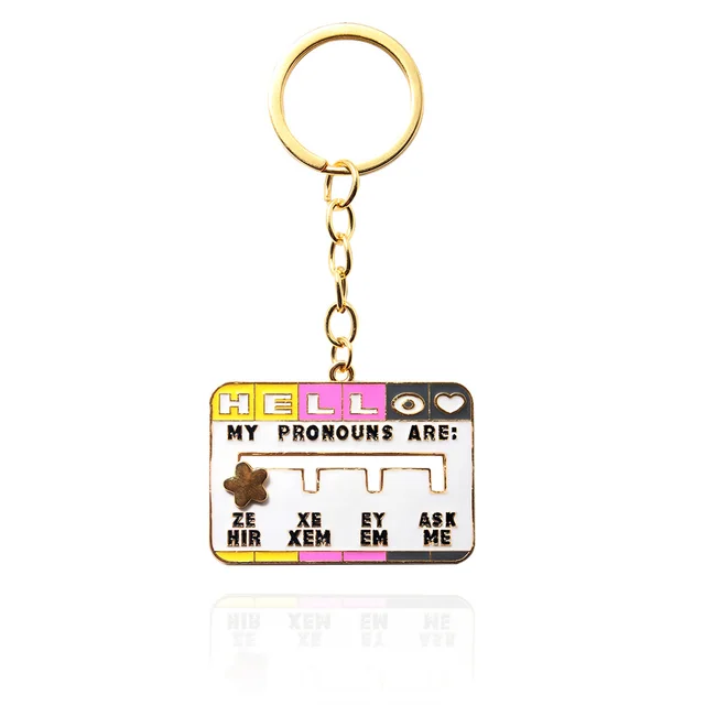 New Product My Social Pronoun Sliding Selection Cartoon Brooch Metal Keychains Pendant K0078202 - Shop at LoveMi