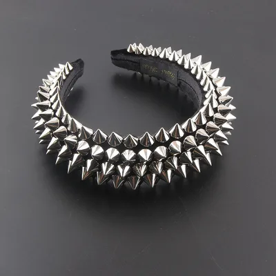 Fashion Sponge Rivet Baroque Headband Silver - Shop at LoveMi